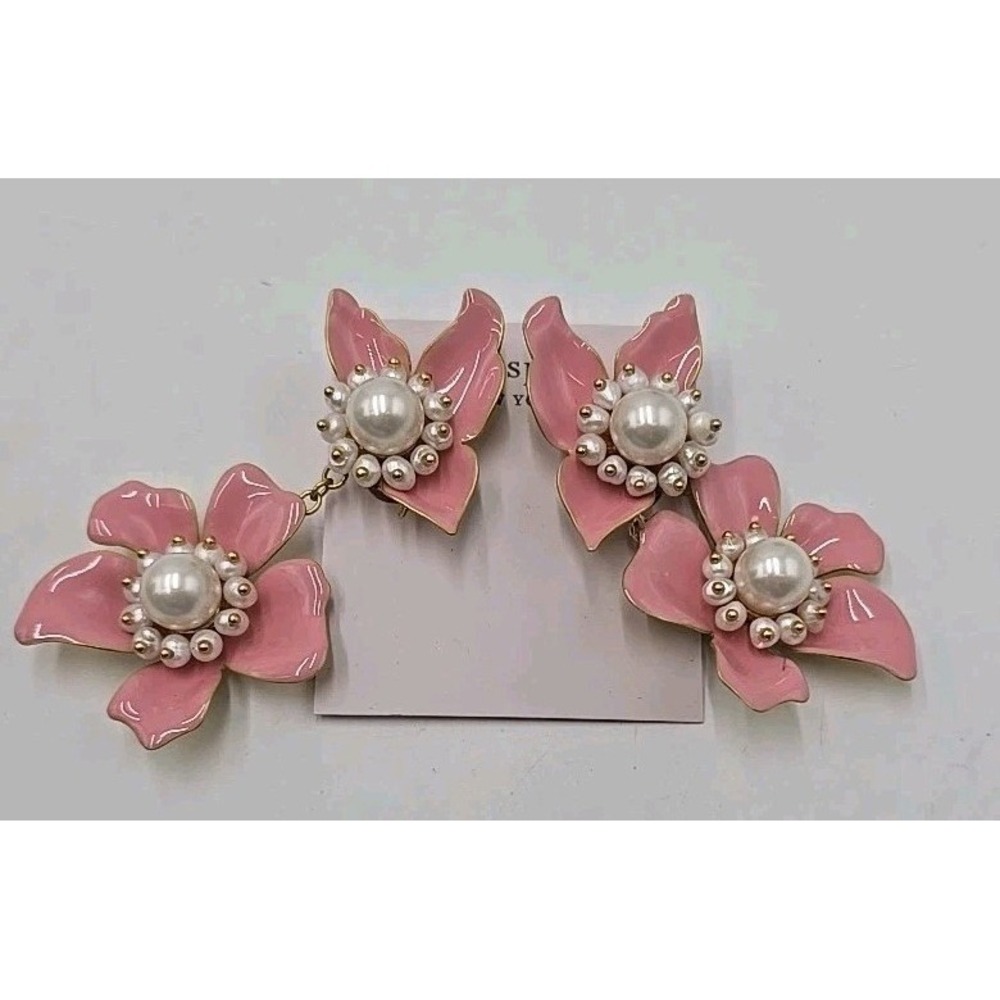 NWT Kate Spade Flora Drop Statement Pink Pearl Coquette Y2K Barbiecore Earrings
